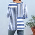 thumbnail image 4 of Uaswgudfs Women's V-Neck 3/4 Sleeve Top - Trendy Abstract Print Loose Fit T-Shirt, Women's V-Neck Tops Casual Women's Blouses Blue XL, 4 of 6