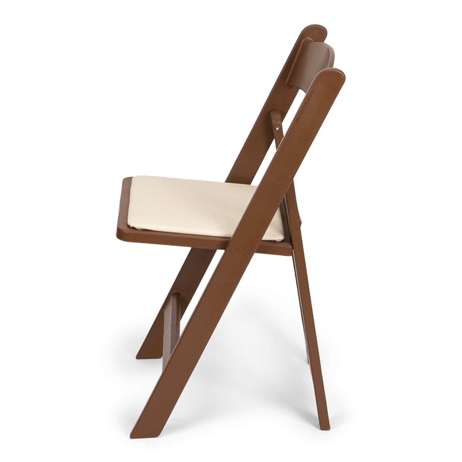 TitanPRO Brown Resin Folding Chair with Ivory Pad - 4 Pack
