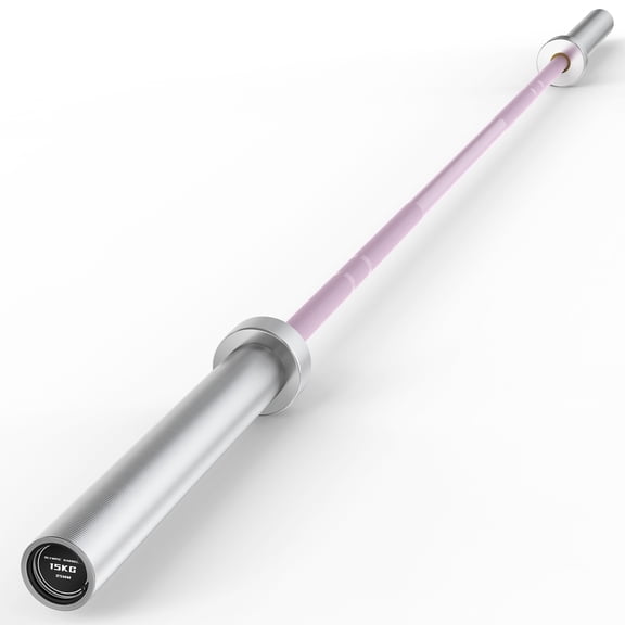 HANDBODE Olympic Barbell Bar 6.5 ft Weightlifting Bar for Powerlifting, Bench Press, Deadlift, Squat - 1000 lb Capacity, Home & Gym Strength Training, Silver & Pink