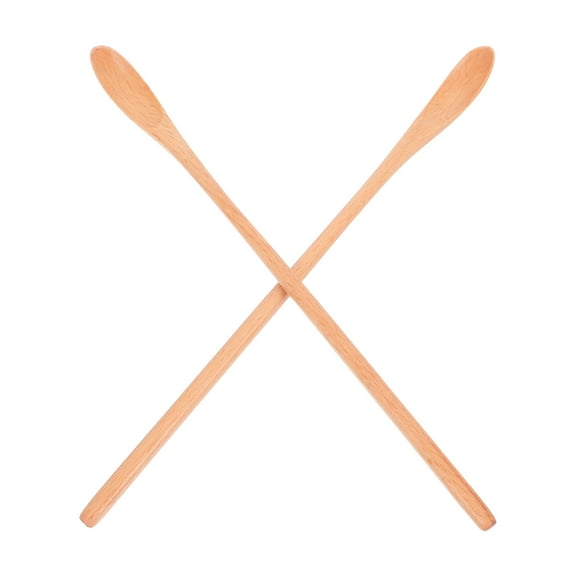 Hemoton 2pcs Long Handled Wooden Spoon Stirring Coffee Spoon Honey Spoon Wooden Kitchen Utensil Spoon For Tea Sugar Cooking And Serving