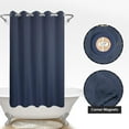 thumbnail image 4 of No Hook Navy Blue Shower Curtain Soft Microfiber & Waterproof - Fabric Shower Curtain or Liner Washable, Hotel Cloth Shower Curtain, Navy Blue, 71x74, 4 of 5