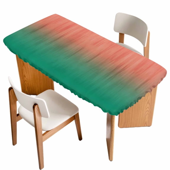 Red Green Ombre Table Cloths for 4 Foot Rectangle Tables, Modern Art Gradient Orange Patio Waterproof Elastic Fitted Tablecloths, Washable Rectangular Table Cover for Camping