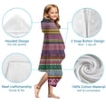 thumbnail image 7 of Purple Boho Tribal Stripes and Hearts Pattern Hooded Bath Towel，50"x30" for Ages 3 To 12 Kids, Quick Dry Lightweight Soft Microfiber Hood Beach Towel Cover Up for Kids, 7 of 7