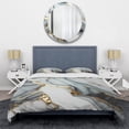thumbnail image 3 of Designart "Gold and Alabaster Geode Marble V" Abstract Marble Bedding Covert Set - Modern White Abstract Bed Set With 2 Shams, 3 of 6
