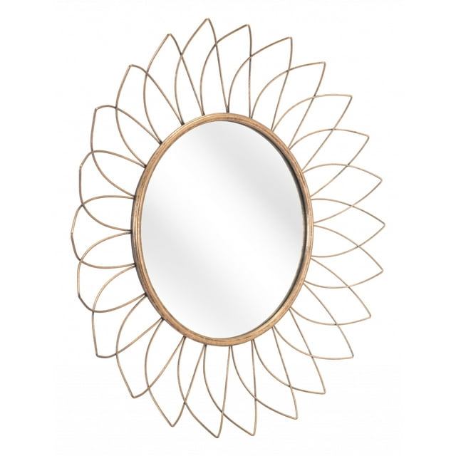 homeroots bed & bath 391661 Gold Flowerburst Round Mirror