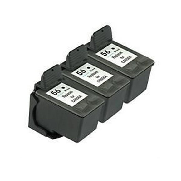 Compatible Black Ink Cartridge for HP C6656AN (HP 56) 3 Pack -Free Shipping Over $50