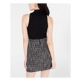 thumbnail image 2 of CITY STUDIO Womens Black Textured Zippered Check Sleeveless Mock Mini Cocktail Sheath Dress 1, 2 of 3