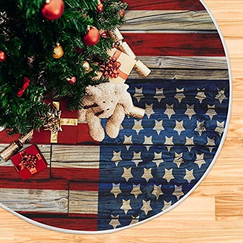 Faldón de árbol de Navidad de Dussdil, bandera estadounidense pintada en estilo antiguo