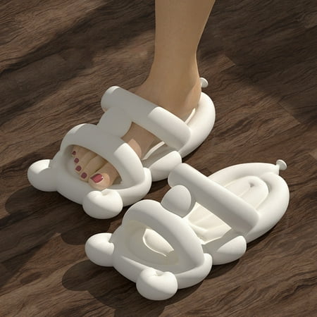 

Cathalem Creative Cartoon Cute Balloon Slippers Female Summer Home Bath Non Slip Soft Bottom Stepping Slipper Sandals Women Fuzzy White 7
