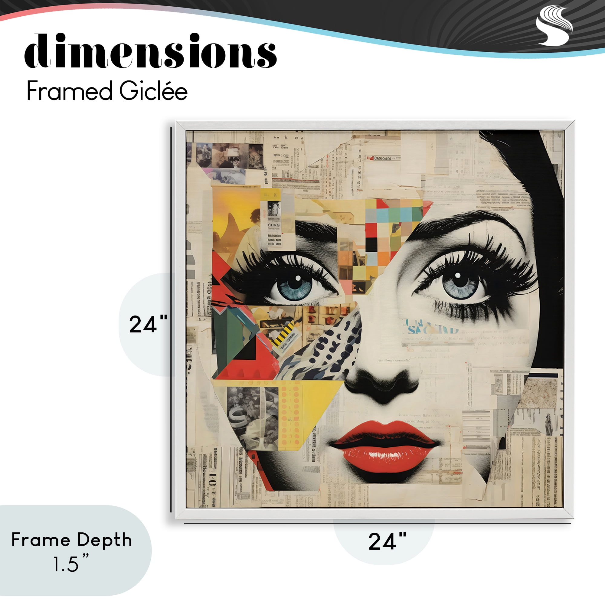 Stupell Industries Fashion Collage Pop Portrait White Framed Giclee Art, design by Creative Studio