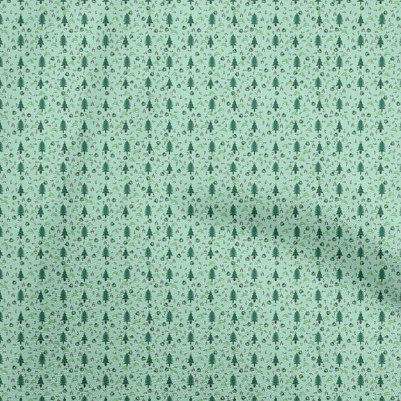 oneOone Polyester Spandex Sea Green Fabric Christmas Sewing Material Print Fabric By The Yard 56 Inch Wide