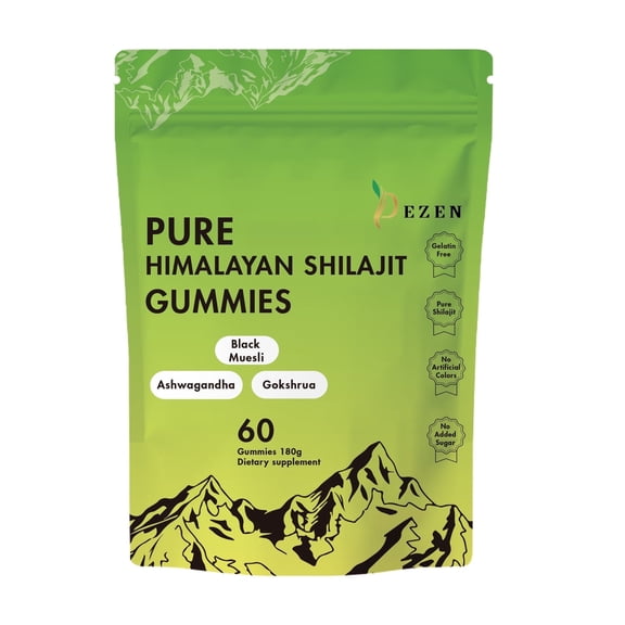 DEZEN Pure Himalayan Shilajit Gummies 3000mg with Ashwagandha 60 Count 180g Healthcare Supplement for Immunity Boost