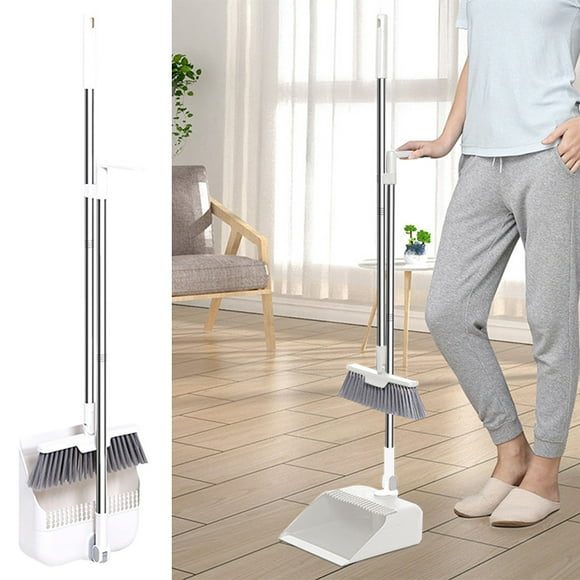 Chmadoxn Dorm Room Essentials, Brooms Indoor 180° Rotatable Standing Storage Buckle Type Brooms And Dustpan Set With Scraping Teeth And Scraper Cleaning Suitable For Home portable broom