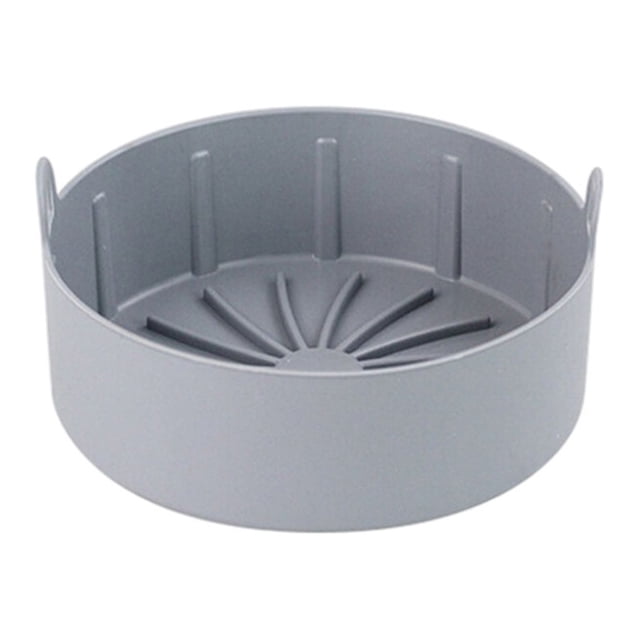 QualitChoice Air Fryer Silicone Pot Heat Resistant Basket Bread Fried Chicken Pizza Barbecue Tray Liners Kitchen Cooking Baking Gray 16cm 1Set