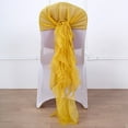 thumbnail image 2 of BalsaCircle 6 Mustard Yellow Premium Solid Curly Chiffon Chair Sashes Slipcovers, 2 of 8
