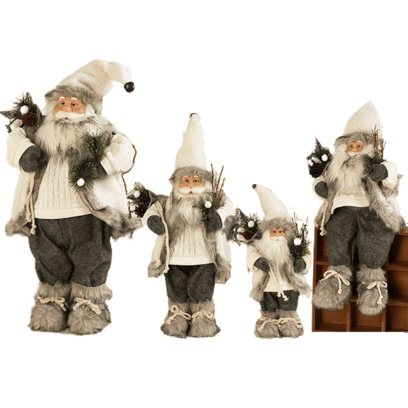 17-33 Inch Christmas Santa Claus Dolls Standing Santa Claus Figurine with Gift Bag and Xmas Ornaments, Christmas Standing Sitting Figurine Ornaments for Holiday Party Home Decoration