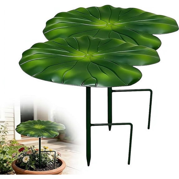 Plant Umbrellas for Outdoor Plants Iron 8.3in - Water Lily Leaf Shade & UV Block for Potted Plants & Garden, Decorative Stake(2Pcs)