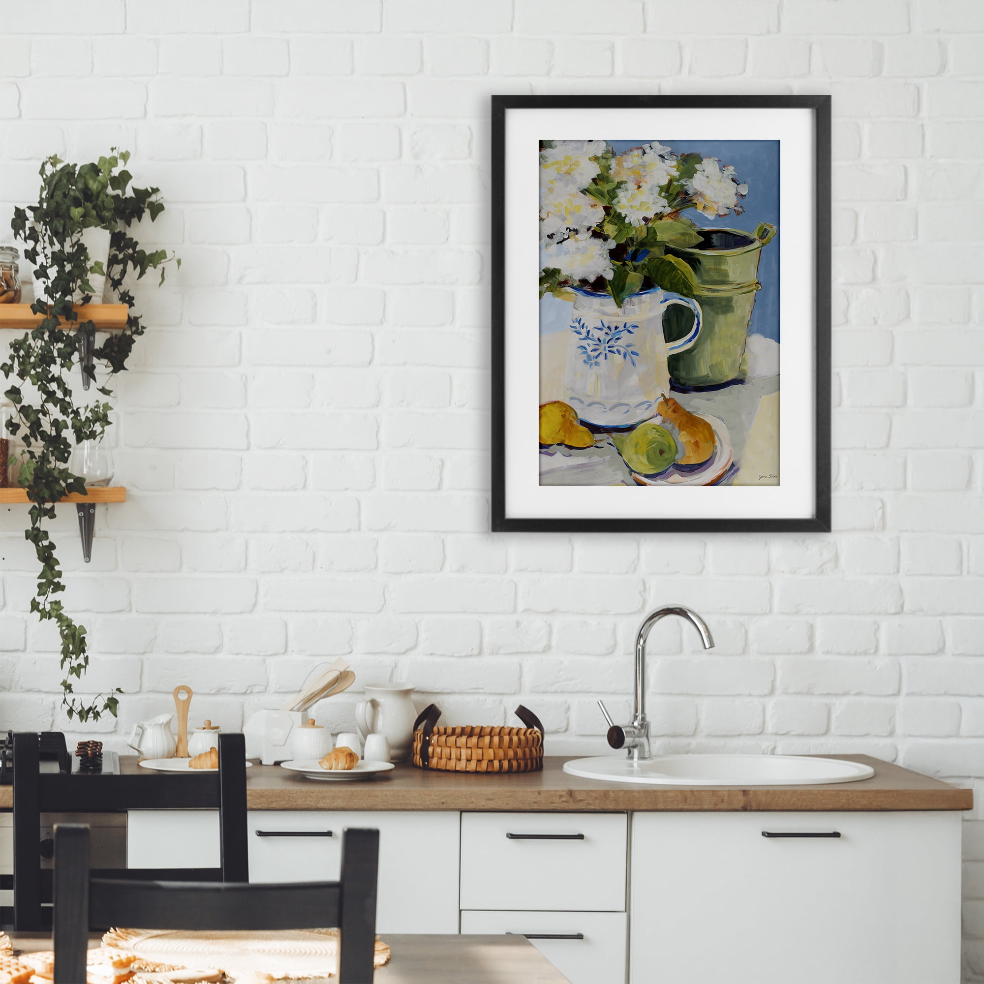 Stupell Industries Pitcher of Flowers Still Life Black Framed Print Under Glass, design by Jane Slivka