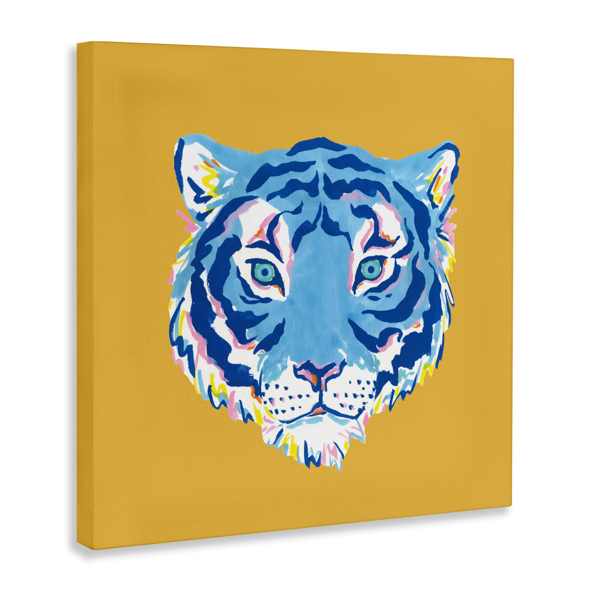 Stupell Industries Blue Tiger over Yellow Canvas Wall Art, design by Karolina Sato
