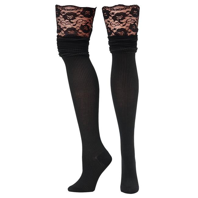 knee high black lace socks
