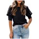 thumbnail image 1 of Fiudx Camisas de Mujer Blusa Holgada de Manga Corta con Cuello Redondo Informal de Color Sólido a La Moda para Mujer, 1 of 7