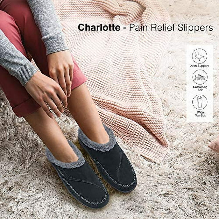 Orthofeet Innovative Orthopedic Slippers for Women Ideal for Plantar Fasciitis Foot Heel Pain Relief. Arch Support Slippers Cushioning Ergonomic