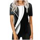 thumbnail image 1 of Blusas de Manga Corta para las Mujeres Botón Impreso Cuello Redondo Top Casual, Blusas para las Mujeres Casual, 1 of 5
