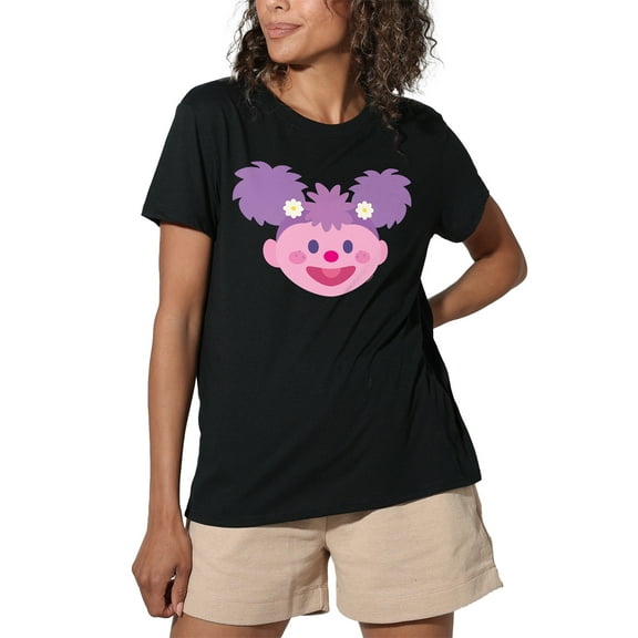 Sesame Street Abby Cadabby Kawaii Face Women's Loose T-Shirt, Black, Small