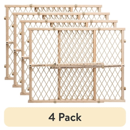 (4 pack) Evenflo Position & Lock Value Adjustable Wood Baby Gate, Fits Openings 26 - 42 in. Wide