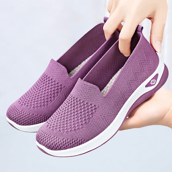 Orthopedic Dress Shoes for Women Arch Support Golf Shoes Wide Width Non Slip Slip on Hiking Shoes Knitted Mesh Stretch Comfortable 2026 New Foam Shoes