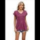 thumbnail image 1 of Blusas de Mujer de Corta de Verano, Informales, con Cuello en V, Blusas Lisas, Túnicas Plisadas Vino Tinto XXL, 1 of 9