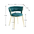 thumbnail image 4 of ARCTICSCORPION Modern Leisure Dining Chairs, Set of 2, Velvet Upholstered Accent Side Chair, Makeup Vanity Chair, Mid-Back Accent Chair with Gold Metal Legs for Living Room Kitchen, Teal, 4 of 7