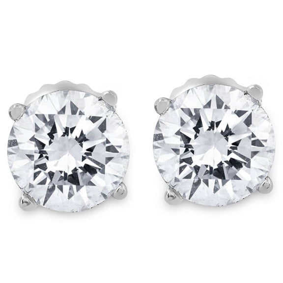 Pompeii 1ct Round Diamond Stud Earrings in 14K Whte Gold with Screw Backs (I-J,I2-3)