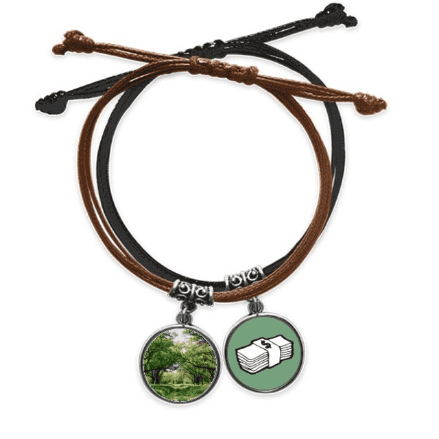 Luz verde de paisaje de naturaleza forestal de la ciencia Pulsera Cuerda Mano Cadena Cuero Dinero Pulsera Unbranded M