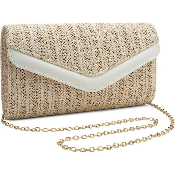 Straw Clutch Purse for Women Envelope Clutch Handbags for Summer Beach Evening Shoulder Crossbody Bag