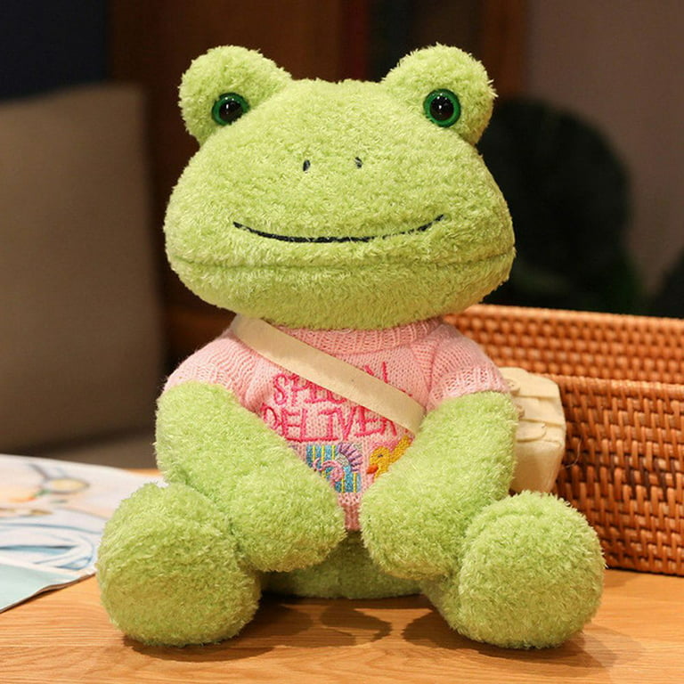 Kawaii Dressing Frog Plush Toy Stuffed Animal Fluffy Frog Figure Doll Soft  Pillow Crossbody Bag Sweater Frog For Children Boys Girls Birthday Gifts K  K 