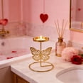 thumbnail image 6 of ROLKFUK Gold Wrought Iron Rotating Candle Holder, Floral Butterfly Design for Tea Lights, Romantic Dinner Table Centerpiece Home Decor, 6 of 6