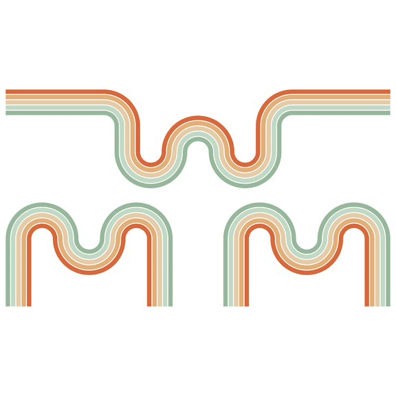 Vintage Classic Retro Colorful Rainbow Tracks Vinyl Kids Bedroom Wall Decoration Home Living Room 20" x 34" Groovy Stripes Pattern Removable Multicolored Wall Decal Sticker