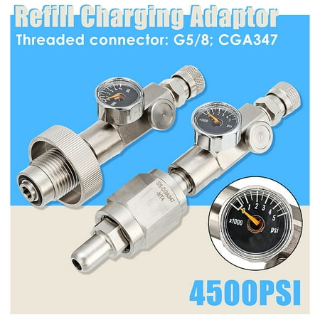 - G5/8 CGA347 Paintball airfilladaptor PCP 300bar/4500PSI Din Filling Charging Adaptor With Gauge