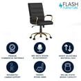 thumbnail image 3 of Flash Furniture Whitney Mid-Back Swivel LeatherSoft Desk Chair with Armrests, Black/Gold, 3 of 19