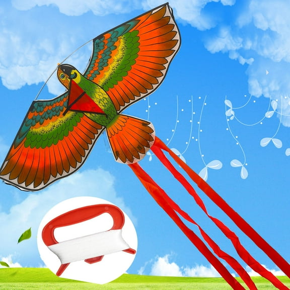 NimJoy Parrot Delta Kites for Kids Adults, Easy to Fly Polyester Kite W/55" Tail for Beach, Trip and Park (45" Orange)