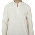 thumbnail image 4 of Handmade Men's Khadi Cotton Thigh Length Kurta Tunic Shirt Off-White;LG, 4 of 7