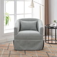 thumbnail image 2 of 360 Degree Swivel Accent Armchair, Linen Fabric Upholstered Single Sofa Chair with Soft Pillow, Modern Comfy Round Armchair with Metal Base and Skirt for Living Room Office Hotel, Mint Green, 2 of 9