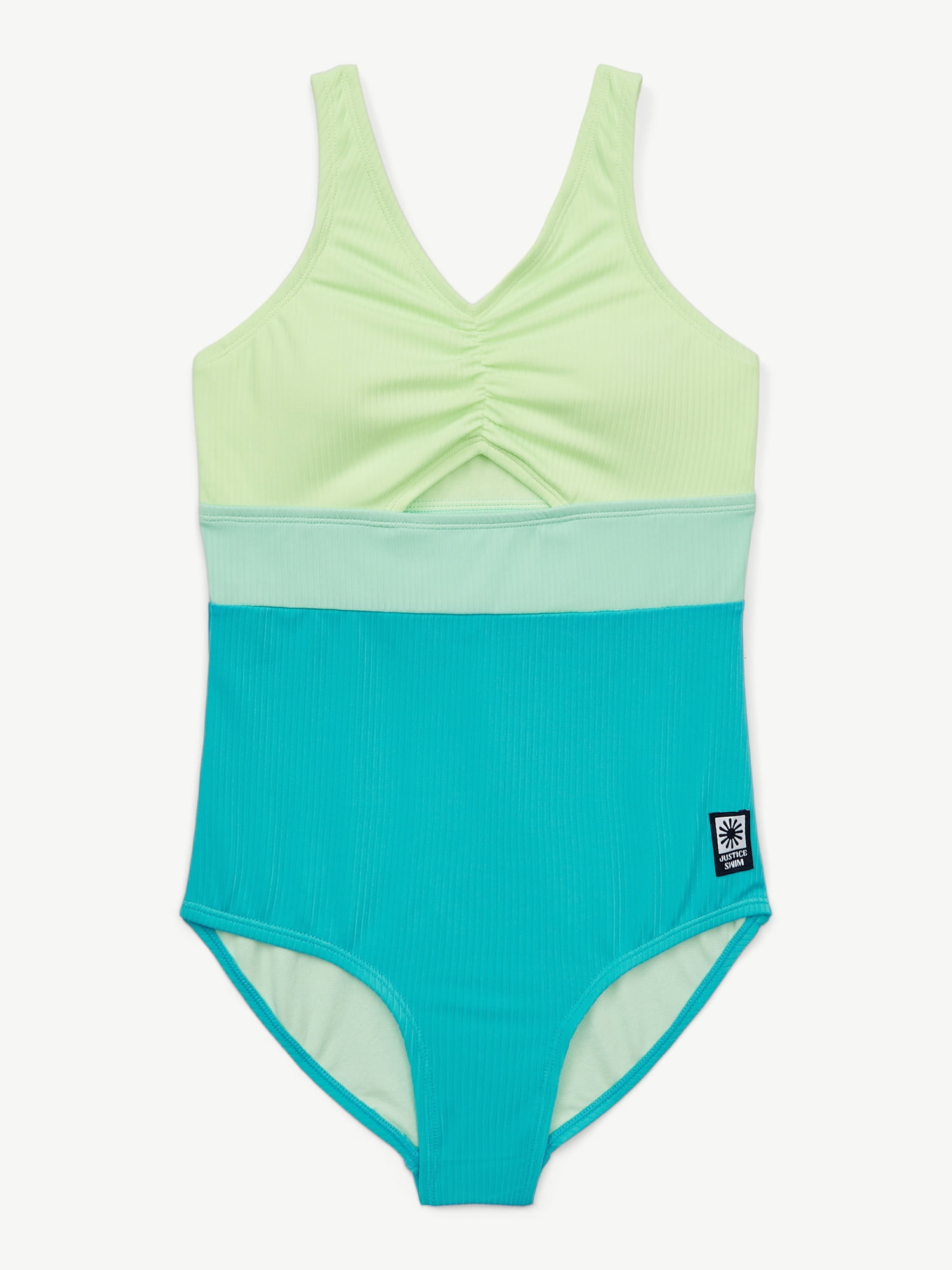 Justice Girls Cinched Color Block Swimsuit, 1-Piece, Sizes XS-XL