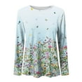 thumbnail image 5 of IROINNID Womens Long Sleeve Tops Print Tops Loose Blouse Lounge Tee Shirts Tunic,Sky Blue, 5 of 5