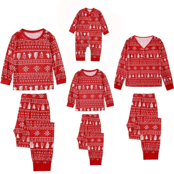 BULLPIANO Family Matching Christmas Pajamas Sets Dad Mom Kids Baby Printing Family Parent-child Fitted Soft Two-piece Pajamas Outfits