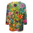 thumbnail image 4 of CYMMPU Women's Crewneck Floral Printed 3/4 Length Sleeve Swing Shirts Summer Fall Basic Tees Tunic Tops Business Work Blouses Vintage 2025 Clothes Multicolor S, 4 of 5