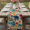 thumbnail image 5 of Vintage Botanical Table Runner, Spring Floral Summer Vintage Washable Cotton Linen Table Runners 48 Inches Long, Dresser Scarf Runner for Nightstand/Coffee/End Tables 13''x48'', 5 of 8