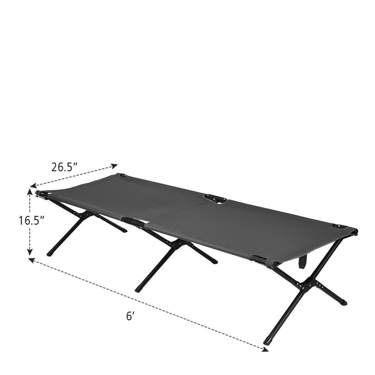 Gymax, Camping Cot, Heavy-Duty Folding Bed, Gray, 600D Oxford