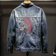 thumbnail image 3 of Chaqueta vaquera vintage con agujeros y rotos para hombre, abrigo vaquero holgado con botones y marca de moda de tela con estética Joker para hombre, 3 of 5